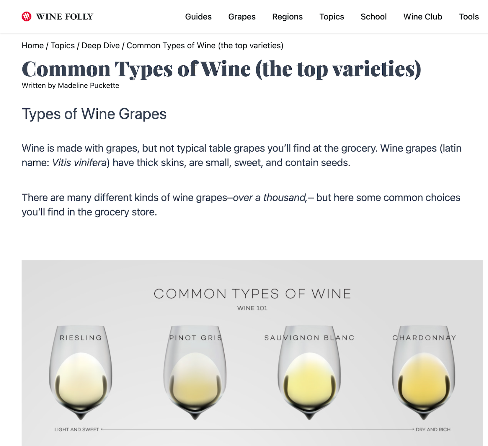Wine Folly's page explaining the different types of wine.