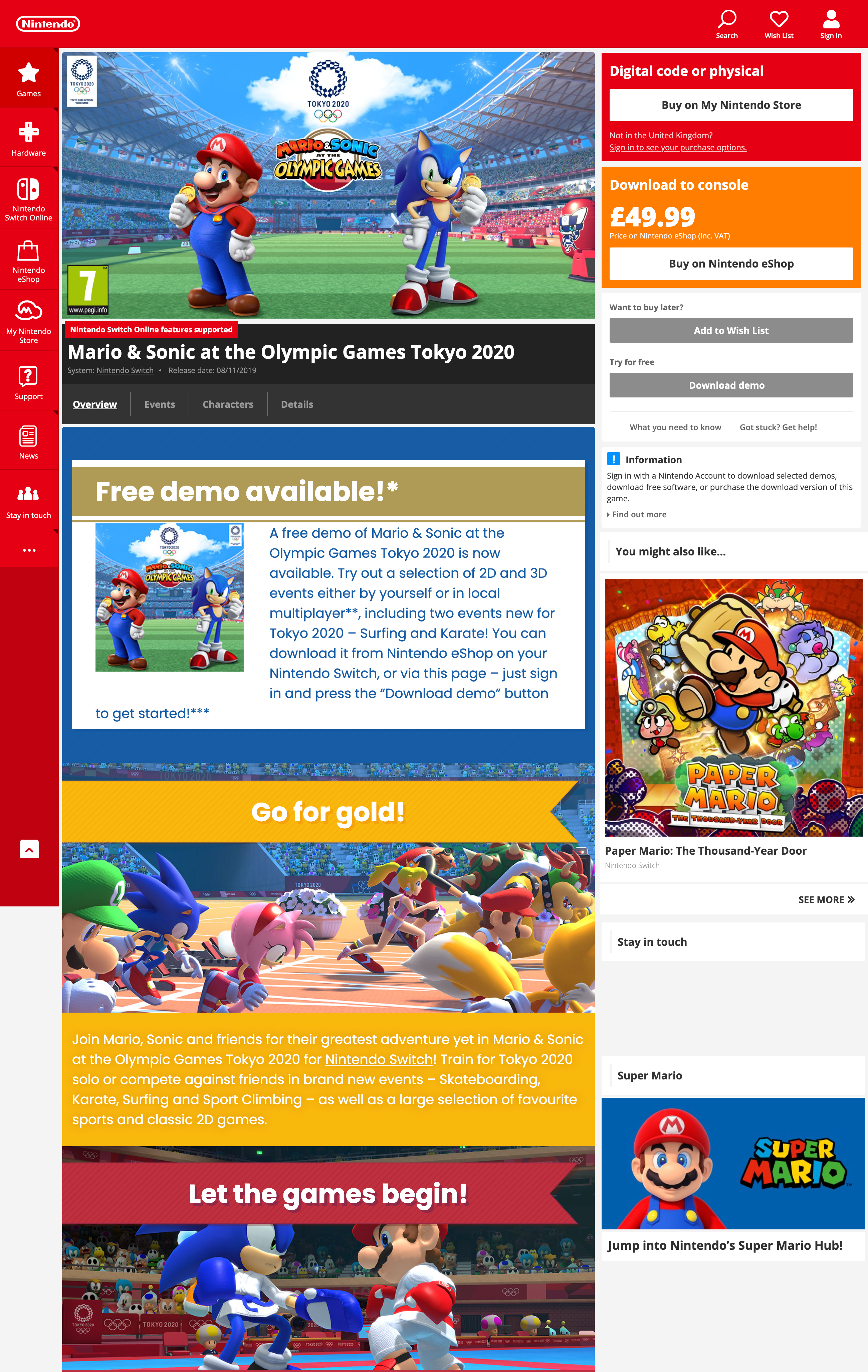 Game landing page of "nintendo.com/en-gb".