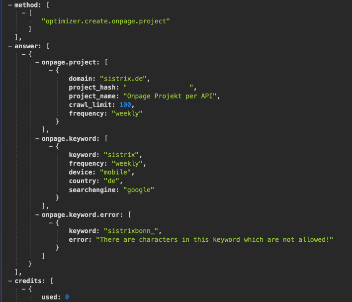 API interface example.