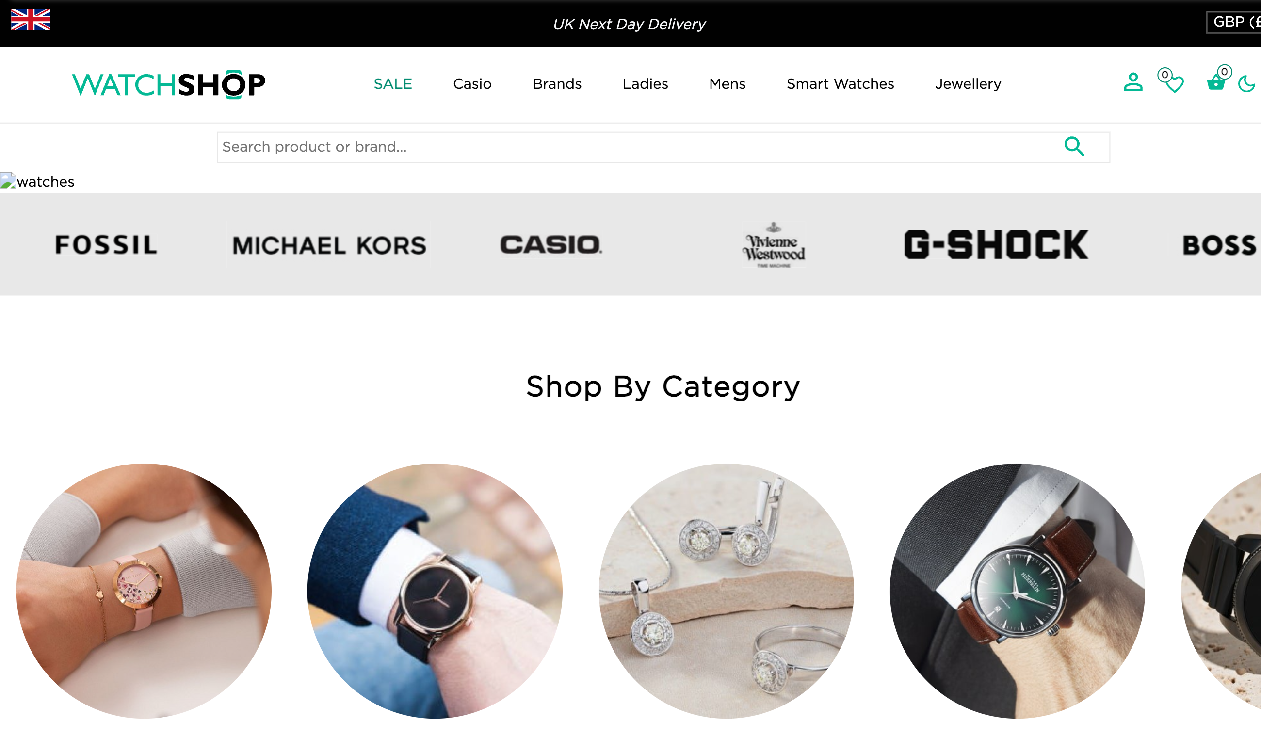 Screenshot showing the website of "Watchshop.com" in January 2024.